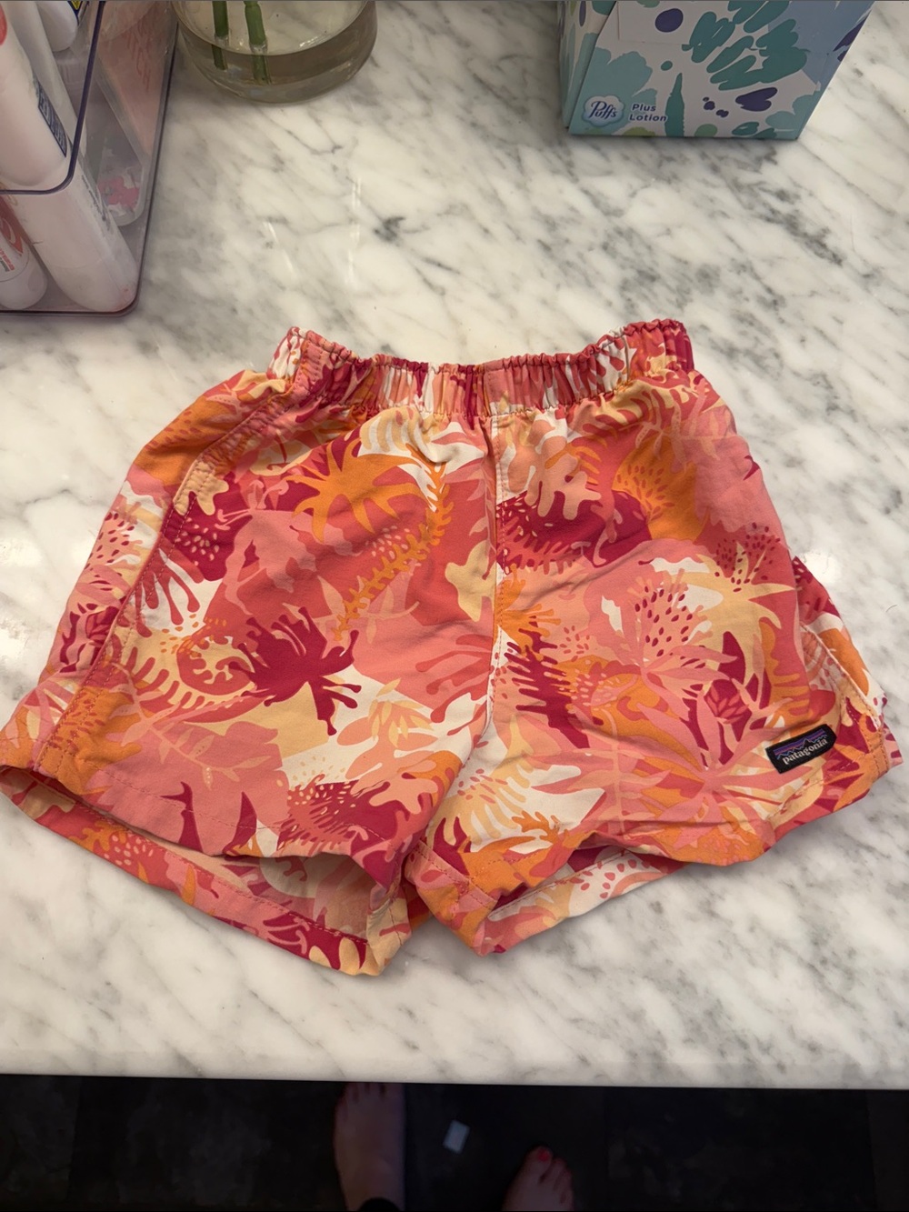 Patagonia Pink & Orange Tropical Print Kids Shorts
